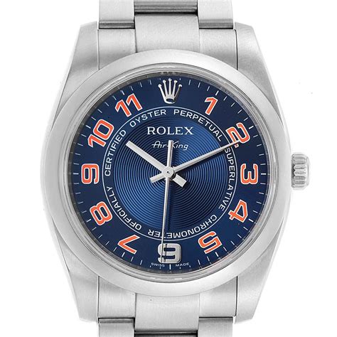 rolex air king blue dial orange numbers